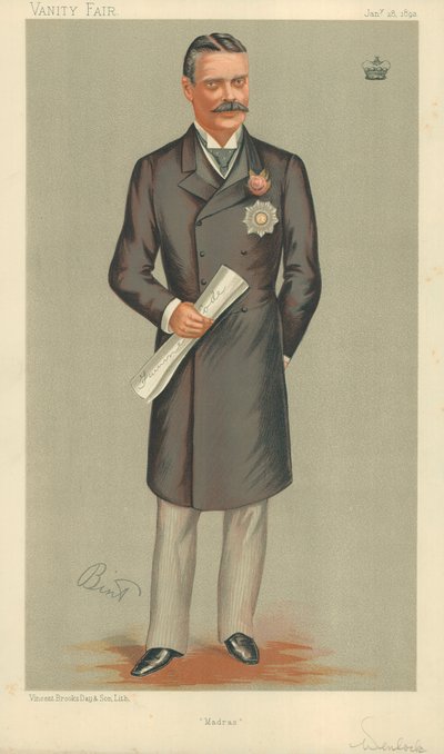 Lord Wenlock, Madras, 28 de janeiro de 1893, desenho animado da Vanity Fair de English School