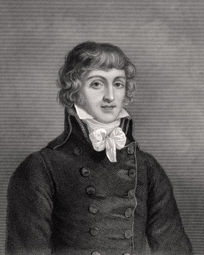 Louis Antonie Leon de Saint-Just, gravado por WH Mote, ilustração de &39;Historical Sketches of Statesmen&39; publicado em Londres, 1843 de English School