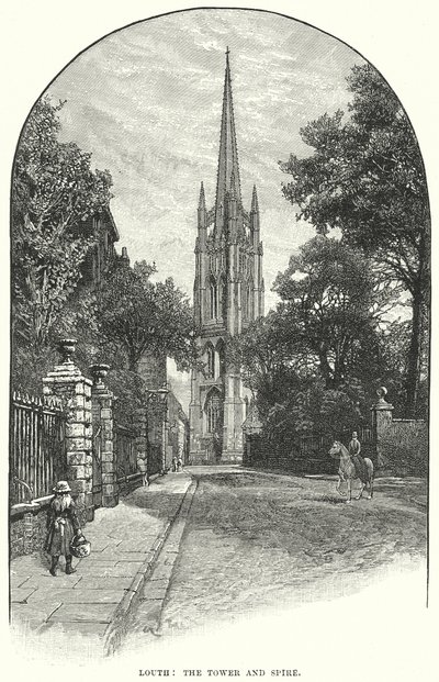 Louth: A torre e o pináculo (gravura) de English School