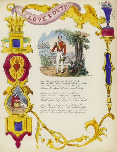 Amor & dever, cartão britânico dos namorados de English School