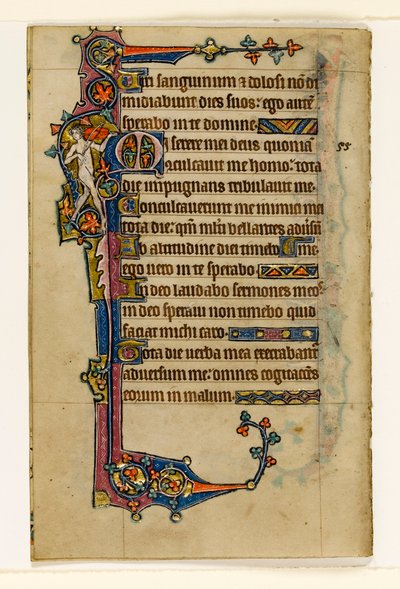 MS 1-2005, fol. 80v: Um Músico Nu, decoração marginal do Saltério de Macclesfield, Uso de Sarum, East Anglia, c.1330 de English School