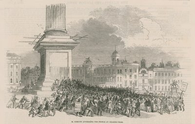 M Kossuth dirigindo-se ao povo de Charing Cross de English School