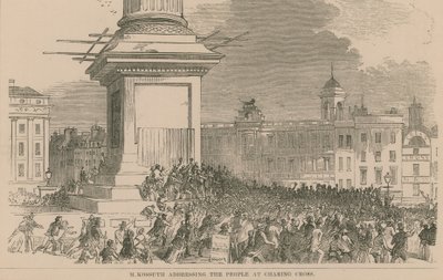 M Kossuth dirigindo-se ao povo de Charing Cross de English School