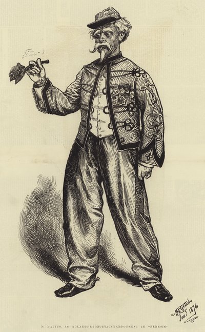 M Marius, como Roland-de-Roncevaux-Ramponneau em "Nemesis" (gravura) de English School