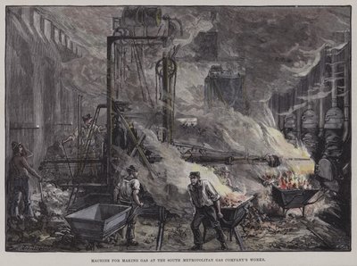 Máquina para fazer gás nas obras da South Metropolitan Gas Company, Londres de English School