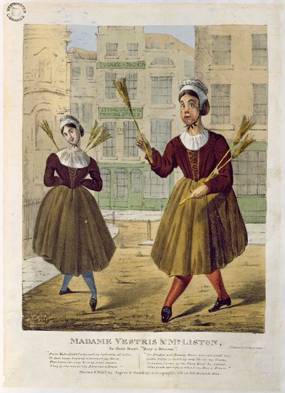 Madame Vestris e o Sr. Liston em seu Dueto Compre uma vassoura, pub. por Ingrey e Madeley, 1826 de English School