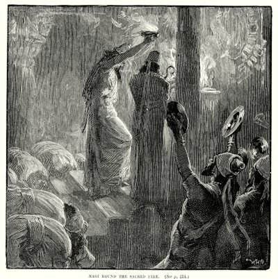 Reis Magos à volta do fogo sagrado (gravura) de English School
