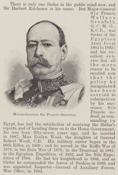 Major-General Sir Francis Grenfell (gravura) de English School