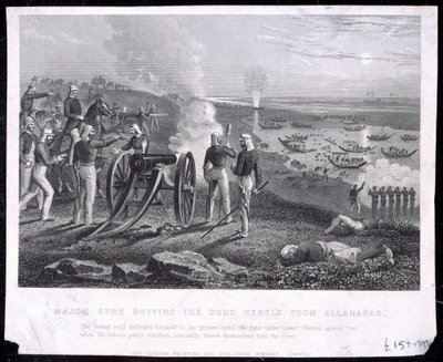 Major Eyre dirigindo os rebeldes Oude de Allahabad, publicou a London Printing and Publishing Company Limited, 1857 de English School
