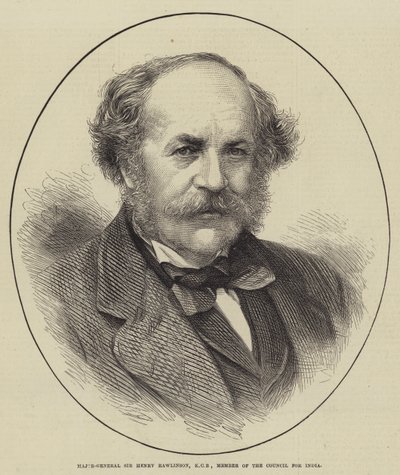 Major General Sir Henry Rawlinson, KCB, Membro do Conselho para a Índia (gravura) de English School
