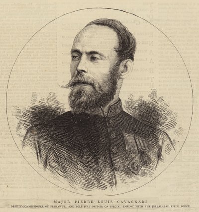 Major Pierre Louis Cavagnari (gravura) de English School