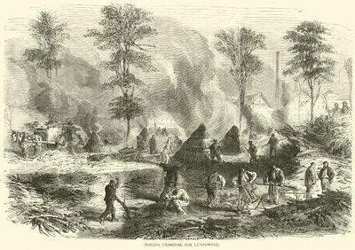 Fazendo carvão para pólvora, outubro de 1870 de English School