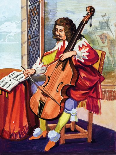 Homem tocando violoncelo de English School