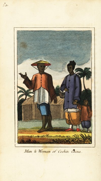 Homem e mulher de Cochim China (Vietnã) 1818 de English School