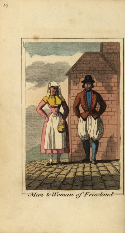 Homem e mulher de Friesland, Holanda de English School