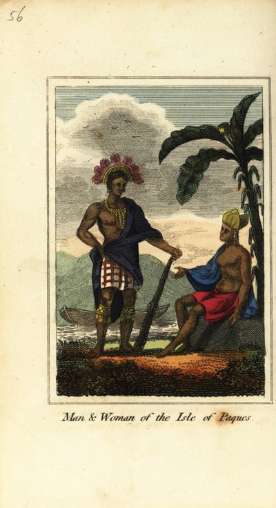 Homem e mulher da Ilha de Paques ou Ilha de Páscoa de English School