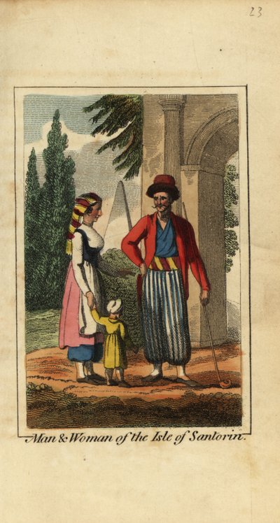 Homem e mulher da Ilha de Santorini, Grécia de English School