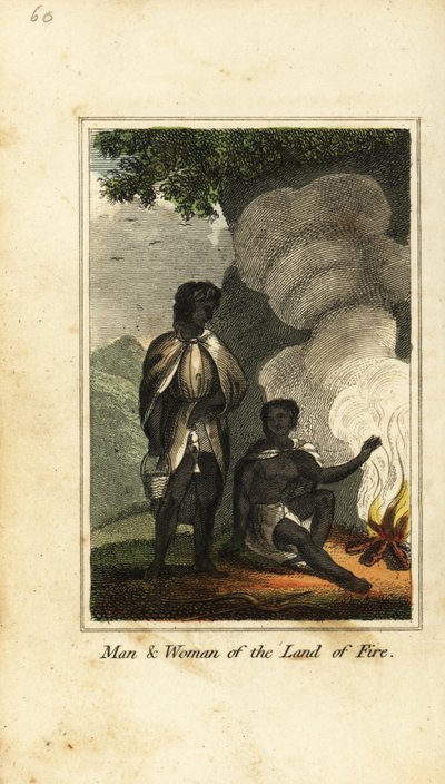 Homem e mulher da Terra do Fogo ou Tierra del Fugo de English School