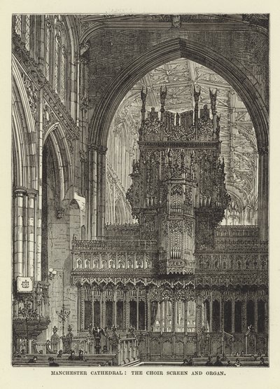 Catedral de Manchester, a tela do coro e órgão de English School