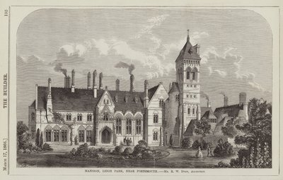 Mansão, Leigh Park, perto de Portsmouth, Sr. R W Drew, Arquitecto (gravura) de English School