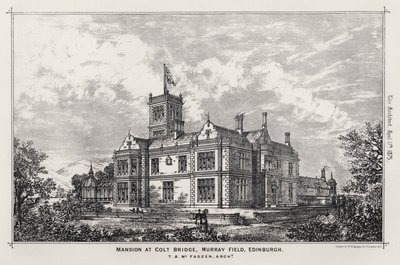 Mansion at Colt Bridge, Murray Field, Edinburgh (gravura) de English School