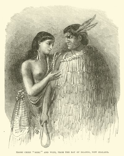 Chefe Maori Heki e esposa, da Baía das Ilhas, Nova Zelândia de English School