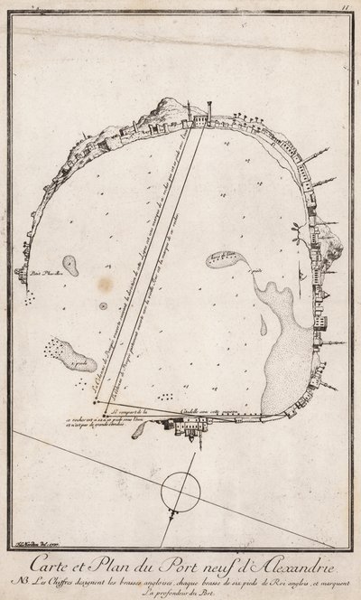 Mapa e planta do porto de Alexandre, Egito de English School