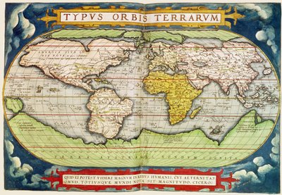 Mapeie a circunavegação de Sir Francis Drake (c.1540-96) do globo, gravada por Frans Hogenburg (1535-90) de English School