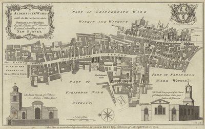 Mapa de Aldersgate Ward, Cidade de Londres de English School