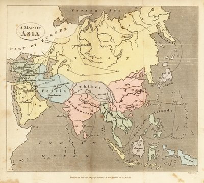 Mapa da Ásia, início do século XIX de English School