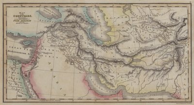 Mapa de Países, mencionado nas Histórias de Noé, Abraão e dos Reis de Israel (gravura colorida) de English School