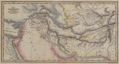 Mapa de Países, mencionado nas Histórias de Noé, Abraão e dos Reis de Israel (gravura colorida) de English School