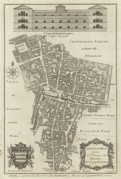 Mapa de Cripplegate Ward, London de English School