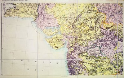 Mapa da Cutch e da Presidência de Bombaim, Índia, 1898 de English School