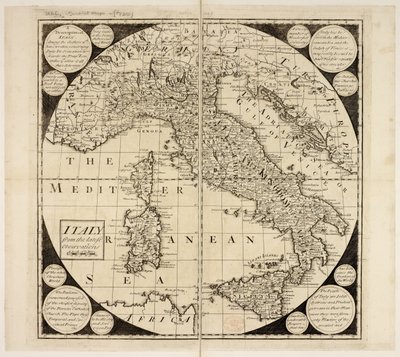Mapa de Itália, c.1730 (gravura) de English School