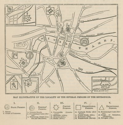 Mapa de London Prisons de English School