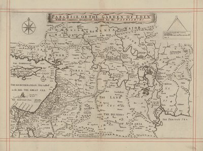Mapa do Paraíso ou Jardim do Éden e dos países habitados pelos Patriarcas (gravura) de English School