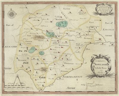 Mapa de Rutland (gravura de cor) de English School