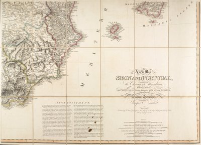 O mapa de Espanha foi usado pelo Duque de Wellington. de English School
