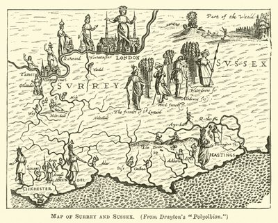 Mapa de Surrey and Sussex de English School