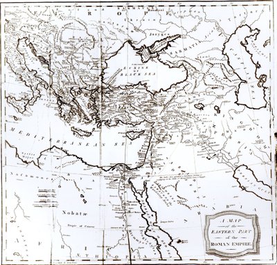 Mapa da parte oriental do Império Romano, de "A História do Declínio e Queda do Império Romano" Vol. 6, por Edward Gibbon, 1808 de English School