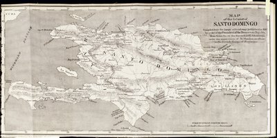 Mapa da Ilha de Santo Domingo, de &39;Santo Domingo Past and Present&39;, de Samuel Hazard, pub. 1873 (fotolito) de English School