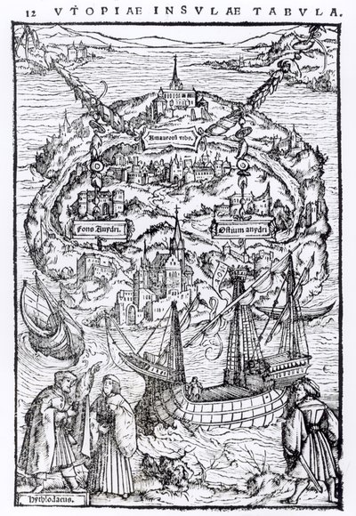 Mapa da Ilha da Utopia, frontispício do livro de English School