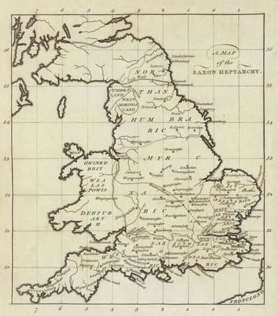 Mapa da Saxônia Heptarquia de English School