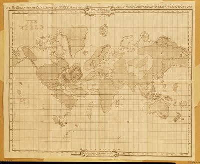 Mapa do mundo, &39;Atlantis in its Decadence&39;, publicado pela Theosophical Publishing Company (lito) de English School
