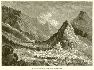 Mármore Qurries de Ravaccione, em Carrara (gravura) de English School