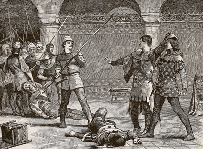 Marcel e o Delfim da França, ilustração da história ilustrada de Cassells da Inglaterra (foto sépia) de English School