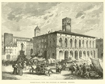 Market-place, com a fonte de Netuno, Bolonha de English School