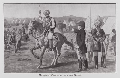 Marquess Wellesley e o Nizam (litho) de English School