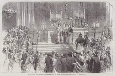 Casamento na Catedral de Notre Dame, em Paris, dos Casais porcionados pelo Imperador (gravura) de English School